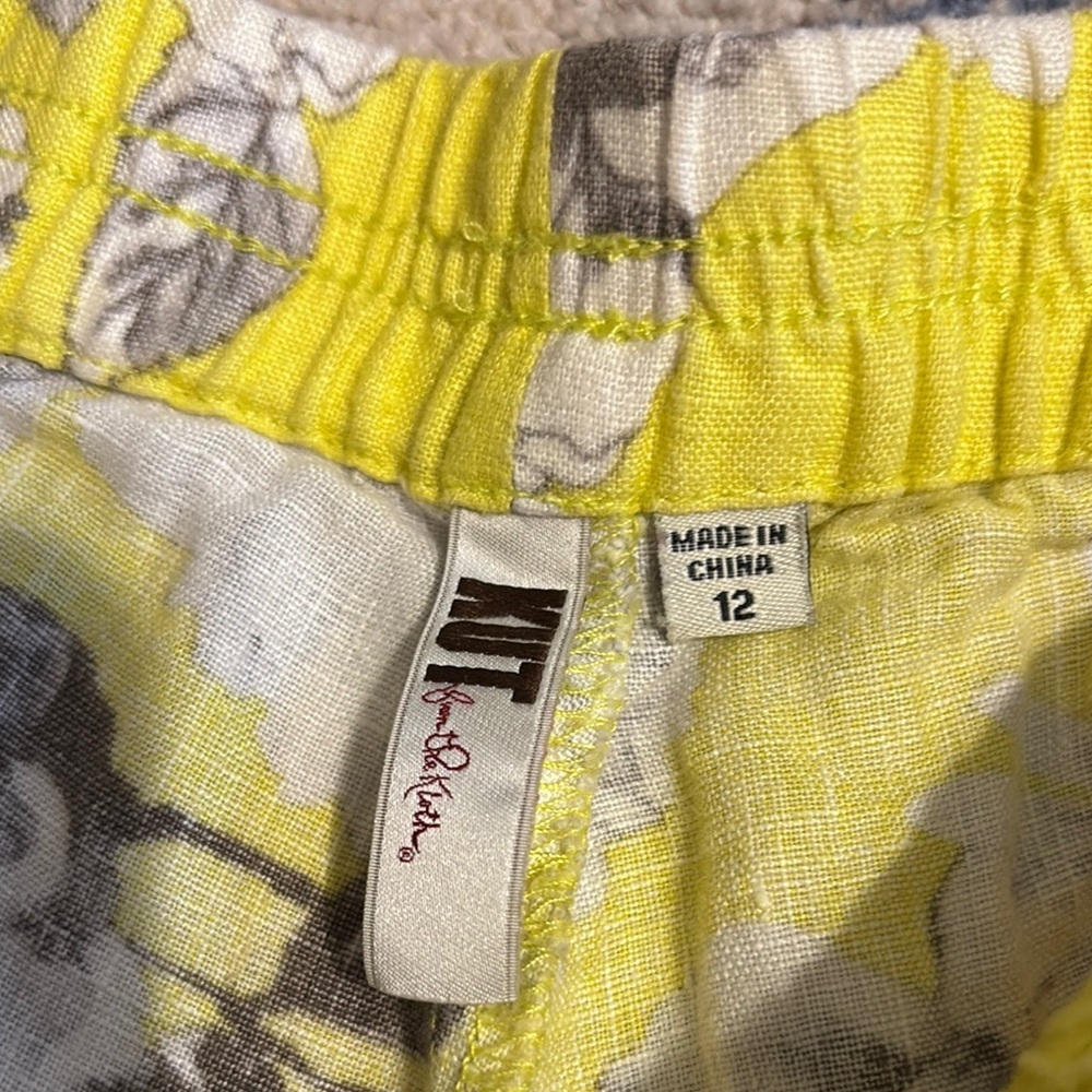 Kut from the Kloth High Waist Yellow and Gray Floral Shorts - Picture 2 of 4